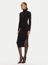 Elisabetta Franchi Sukienka dzianinowa AM-03S-56E2-V390 Czarny Slim Fit. Czarne sukienki damskie Elisabetta Franchi, s, bez wzorów, z dzianiny, bez kołnierzyka, bez ramiączek. Za 1,359.00 zł.