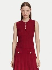 Guess Bluzka W6YR24 Z0970 Bordowy Slim Fit. Czerwone bluzki damskie Guess, s, z aplikacjami, z syntetyku, bez kołnierzyka, bez ramiączek. Za 344.99 zł.