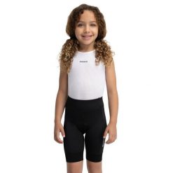 Dziewczęce krótkie spodenki rowerowe z wkładką Kolarstwo Siroko K-Core Racin. Czarne spodenki dla dziewczynek SIROKO, bez wzorów, z elastanu. Za 84.00 zł.