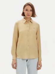 Tommy Hilfiger Koszula WW0WW42037 Beżowy Relaxed Fit. Brązowe bluzki damskie Tommy Hilfiger, bez wzorów, ze lnu, bez kołnierzyka, bez ramiączek. Za 399.99 zł.
