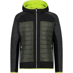 Kurtka polarowa z kapturem hybrydowa CMP. Czarne kurtki męskie CMP, bez wzorów, z polaru, sportowe, z kapturem. Za 547.85 zł.