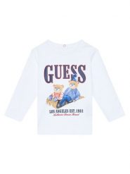 Guess Bluzka I5BI00I3Z14 Biały Regular Fit. Białe t-shirty dla chłopców Guess, z aplikacjami, z bawełny, bez ramiączek. Za 69.99 zł.