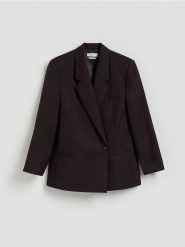 Marynarka z wełną - bordowy. Czerwone żakiety damskie Reserved, l, bez wzorów, z tkaniny. Za 329.99 zł.