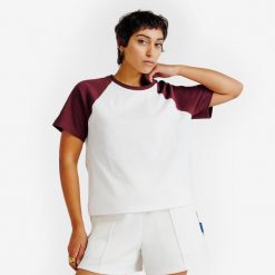 Koszulka damska Heritage. Białe koszulki sportowe damskie Decathlon, m, bez wzorów, z bawełny, bez kołnierzyka, bez ramiączek. Za 52.49 zł.