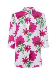 Marie Lund bluzka lniana Kobiety len wyrazisty róż, 44. Czerwone bluzki damskie Marie Lund, bez wzorów, ze lnu, eleganckie, bez kołnierzyka, bez ramiączek. Za 249.95 zł.