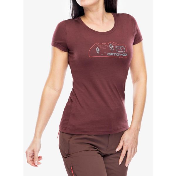 Koszulka merino damska Ortovox 140 Cool Vintage Badge TS. Czerwone koszulki sportowe damskie ORTOVOX, bez wzorów, bez kołnierzyka, bez ramiączek. Za 282.99 zł.