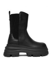 Buffalo Sztyblety Dione Chelsea Mid 1270128 Czarny. Czarne botki damskie Buffalo, ze skóry, bez obcasa, na płaskiej podeszwie, bez zapięcia. Za 439.99 zł.