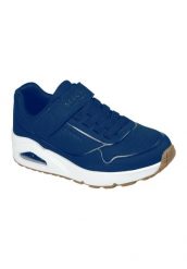 Buty sportowe Sneakersy chłopięce, Skechers Uno Air Blitz. Niebieskie trampki i tenisówki chłopięce Skechers, bez wzorów, z materiału, sportowe, przed kostkę, bez zapięcia. Za 259.99 zł.