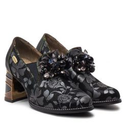 Półbuty Laura Vita. Czarne półbuty damskie Laura Vita, bez wzorów, bez obcasa, na obcasie, bez zapięcia. Za 599.99 zł.