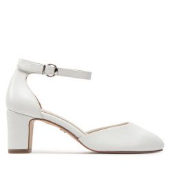 Półbuty Tamaris. Białe półbuty damskie Tamaris, bez wzorów, bez obcasa, na obcasie, bez zapięcia. Za 379.99 zł.