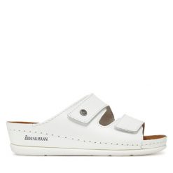 Klapki Dr. Brinkmann. Białe klapki damskie Dr. Brinkmann, bez wzorów, bez obcasa. Za 219.99 zł.