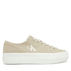 Tenisówki Calvin Klein Jeans. Brązowe trampki i tenisówki damskie Calvin Klein Jeans, bez wzorów, z jeansu, bez zapięcia. Za 209.99 zł.
