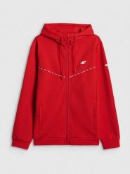 4F Bluza kibica z kapturem męska - czerwona L. Czerwone bluzy męskie 4f, l, bez wzorów, z kapturem. Za 249.99 zł.