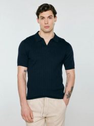 Sweter męski polo z krótkim rękawem granatowy Matisonis 403. Niebieskie swetry przez głowę męskie Big Star, l, bez wzorów, z bawełny, bez kołnierzyka. Za 159.99 zł.