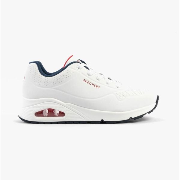 Buty na co dzień damskie SKECHERS UNO STAND ON AIR eko skóra. Białe obuwie sportowe damskie Skechers, bez wzorów, ze skóry, trekkingowe, Skechers Sport. Za 303.00 zł.