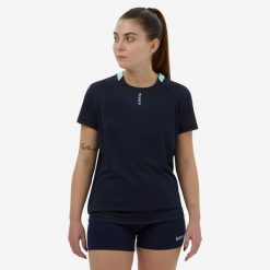 Koszulka do gry w siatkówkę damska. Niebieskie koszulki sportowe damskie ALLSIX, xs, bez wzorów, z elastanu, sportowe, bez kołnierzyka. W wyprzedaży za 49.99 zł.