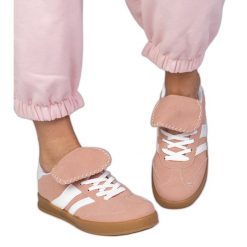 Różowe sneakersy trampki damskie sportowe. Czerwone trampki i tenisówki damskie bez wzorów, z gumy, eleganckie, bez zapięcia. Za 84.03 zł.
