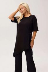 Czarna asymetryczna tunika bambusowa Marlene PLUS SIZE XXL OVERSIZE. Czarne tuniki damskie Moda Size Plus Iwanek, l, bez wzorów, z dzianiny, eleganckie, z asymetrycznym kołnierzem, plus size, bez ramiączek. Za 189.90 zł.