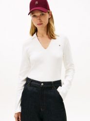 Tommy Hilfiger koszulka z długim rękawem Kobiety Bawełna biały, XL. Białe t-shirty damskie Tommy Hilfiger, xl, bez wzorów, z bawełny, klasyczne, bez kołnierzyka. Za 279.95 zł.