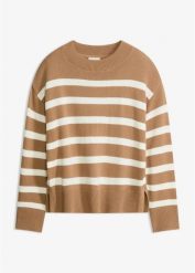 Sweter oversize z mieszanki bawełny. Czarne swetry damskie bonprix, bez wzorów, z bawełny, bez kołnierzyka, bez ramiączek, bez kaptura. Za 124.99 zł.