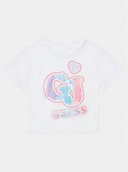 Guess T-Shirt K4RI28 K8HM0 Biały Boxy Fit. Białe t-shirty i topy dla dziewczynek Guess, z aplikacjami, z bawełny, bez ramiączek. Za 109.99 zł.
