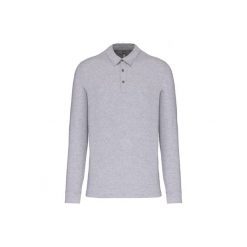 Dżersejowe polo z długim rękawem Kariban. Szare koszulki polo męskie KARIBAN, m, bez wzorów, z dżerseju, bez ramiączek. Za 134.00 zł.