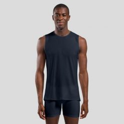 Koszulka męska ODLO BL TOP crew neck singlet ACTIVE LIGHT. Niebieskie koszulki sportowe męskie Odlo, m, bez wzorów, z materiału, bez kołnierzyka, bez ramiączek, trekkingowe. Za 160.25 zł.