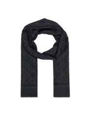 Calvin Klein Szal Emblem Aop Glossy Tonal Scarf LV04F8096G Czarny. Czarne czapki i kapelusze damskie Calvin Klein, bez wzorów, z materiału. Za 269.99 zł.