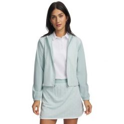 Damska bluza z kapturem full zip Under Armour Drive. Białe bluzy damskie Under Armour, bez wzorów, eleganckie, bez kołnierzyka, bez ramiączek, z kapturem. Za 474.00 zł.