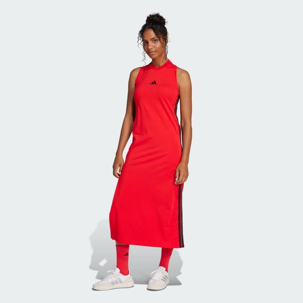 Sukienka Essentials 3-Stripes Long Racerback. Czarne sukienki damskie Adidas, s, bez wzorów, bez kołnierzyka, bez ramiączek, maxi. Za 199.00 zł.