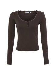 Noisy May Koszulka z długim rękawem Kobiety Bawełna brązowy, XS. Brązowe t-shirty damskie Noisy may, xs, bez wzorów, z bawełny, bez kołnierzyka. Za 149.95 zł.