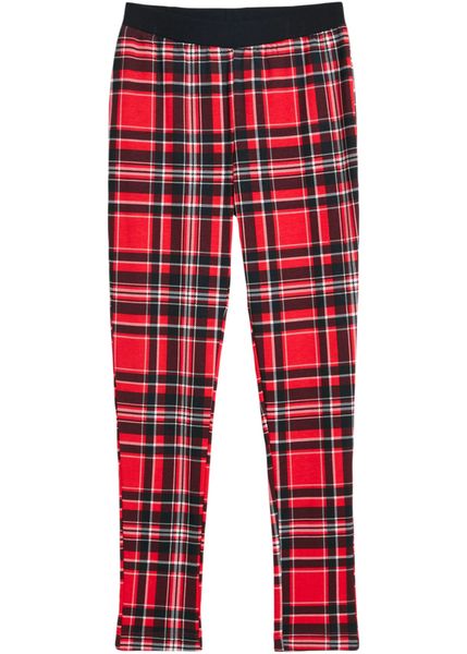 Legginsy dziewczęce ocieplane, w kratę. Czerwone legginsy dla dziewczynek bonprix, bez wzorów. Za 79.99 zł.
