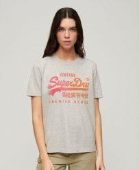 Luźna koszulka graficzna Tonal Vl. Szare t-shirty damskie Superdry., m, bez wzorów, z bawełny, eleganckie, bez kołnierzyka. Za 141.25 zł.