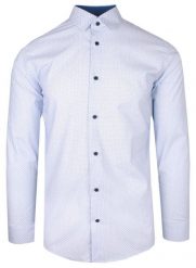 Koszula Wizytowa Niebieska z Długim Rękawem, Taliowana, SLIM -Victorio. Niebieskie koszule męskie Victorio, bez wzorów, z bawełny, eleganckie, bez kołnierzyka, bez ramiączek. Za 149.00 zł.