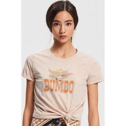 T-shirt z nadrukiem Dumbo - Beżowy. Brązowe t-shirty damskie Reserved, l, bez wzorów, bez kołnierzyka. W wyprzedaży za 19.99 zł.