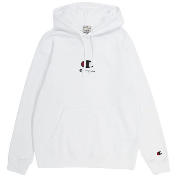 Męska Bluza Z Logo Na Piersi. Białe bluzy męskie Champion, l, bez wzorów, z bawełny, z kapturem. Za 337.99 zł.