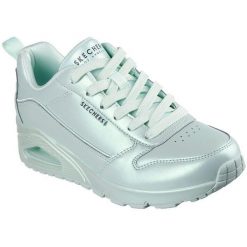 Buty sportowe damskie Skechers Uno Galactic Gal. Niebieskie obuwie sportowe damskie Skechers, bez wzorów, ze skóry ekologicznej. W wyprzedaży za 490.00 zł.