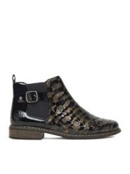 Rieker Botki CEO-Z4965-90 Czarny. Czarne botki damskie Rieker, ze skóry, bez obcasa, na płaskiej podeszwie, bez zapięcia. Za 339.99 zł.