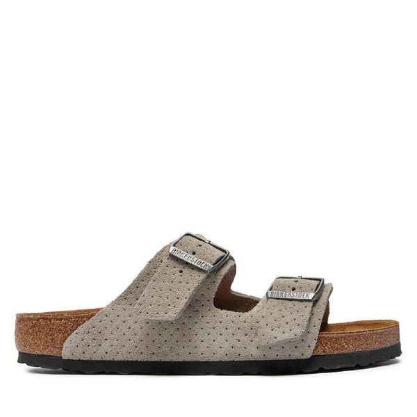 Klapki Birkenstock. Brązowe klapki damskie Birkenstock, bez wzorów, bez obcasa. Za 779.99 zł.