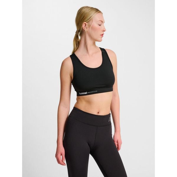 Damski biustonosz typu light support Hummel Pulse. Czarne biustonosze Hummel, bez wzorów. Za 147.00 zł.