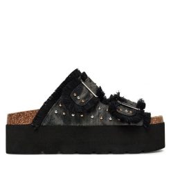 Klapki DeeZee. Czarne klapki damskie DeeZee, bez wzorów, bez obcasa. Za 127.99 zł.