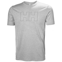 Koszulka Helly Hansen Tech Logo. Szare koszulki sportowe męskie Helly Hansen, bez wzorów, bez kołnierzyka, bez ramiączek, trekkingowe. Za 241.50 zł.