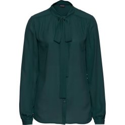 Bluzka z krawatką bonprix głęboki zielony. Zielone bluzki damskie bonprix, eleganckie. Za 54.99 zł.