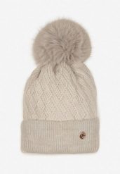Szara Czapka z Wiskozą Metaliczną Nicią i Pomponem Berira. Szare czapki i kapelusze damskie Renee, bez wzorów, z materiału, eleganckie. Za 44.99 zł.