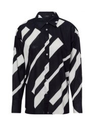 Opus bluzka koszulowa - Fenlo Stripe Kobiety Bawełna czarny|biały, 38. Białe bluzki damskie Opus, uniwersalny, bez wzorów, z bawełny, eleganckie, bez kołnierzyka, bez ramiączek. Za 229.95 zł.