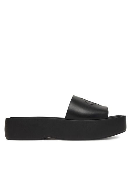 Calvin Klein Klapki Flatf Sndl Lth Mg HW0HW03026 Czarny. Czarne klapki damskie Calvin Klein, bez wzorów, ze skóry, bez obcasa. Za 327.99 zł.