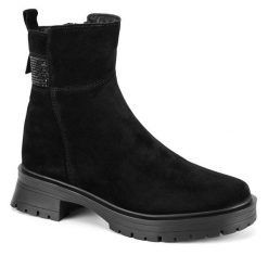Botki Sergio Bardi. Czarne botki damskie Sergio Bardi, bez obcasa, na płaskiej podeszwie, bez zapięcia. Za 299.99 zł.