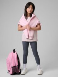 4F Legginsy prążkowane dziewczęce - czarne 122 (6-7 lat). Szare legginsy dla dziewczynek 4f, bez wzorów, z dzianiny. Za 59.99 zł.