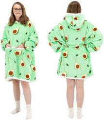 Kocobluza damska oversize koc bluza 2w1 z kapturem ciepła szlafrok futrzak zielony UNIWERSALNY. Zielone bluzy damskie SPRINGOS, uniwersalny, bez wzorów, z kapturem. Za 72.15 zł.