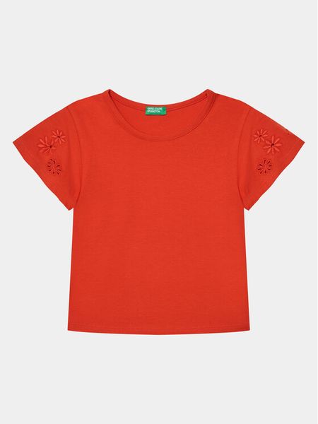 United Colors Of Benetton T-Shirt 3P4ZC10I4 Czerwony Slim Fit. Czerwone t-shirty i topy dla dziewczynek United Colors Of Benetton, bez wzorów, z bawełny, bez ramiączek. Za 39.99 zł.